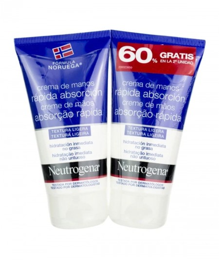 Neutrogena Crema de Manos Rápida Absorción Duplo 2x75 ml